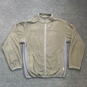 Stussy F.I.T. Full Zip Fleece Jacket Olive Green Mens Large Mesh Panel Mock Neck